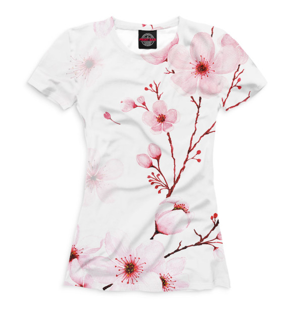 Футболка для девочек с изображением Цветы цвета Белый