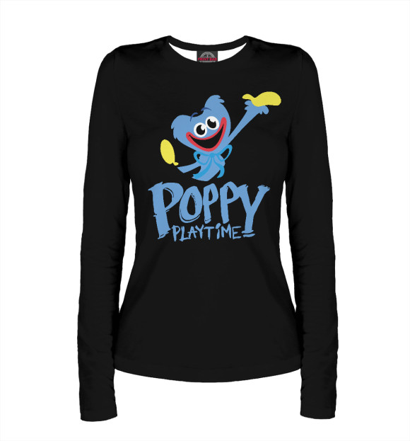 Женский лонгслив с изображением Poppy Playtime Хагги Вагги цвета Белый