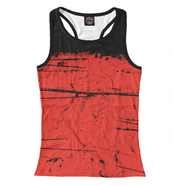Женская майка-борцовка с изображением Черно-красный гранж цвета Белый