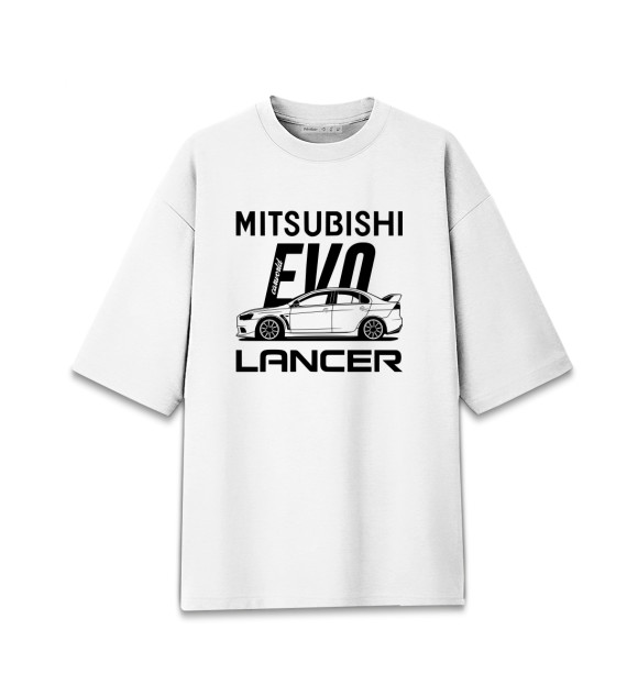 Мужская футболка оверсайз с изображением Mitsubishi Lancer Evo X Side Best цвета Белый