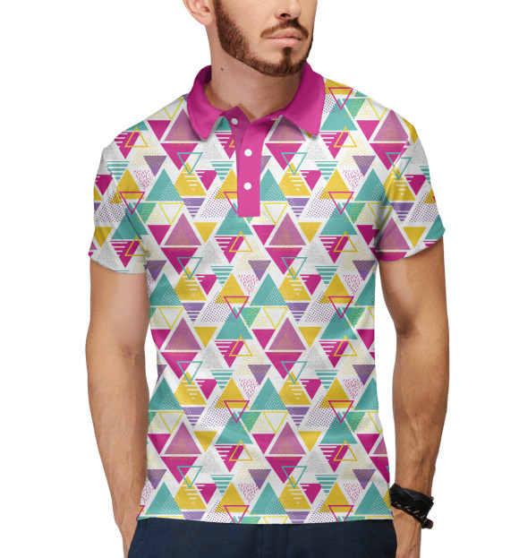 Мужское поло с притом Абстракция цвета Белый Мужское поло с изображением Абстракция цвета Белый