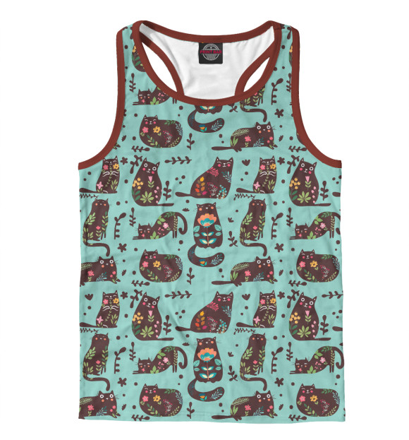 Мужская майка-борцовка с изображением Cat цвета Белый