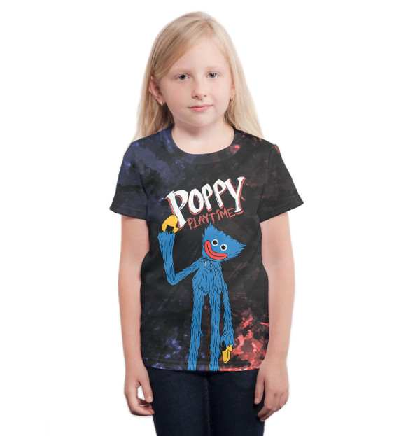 Футболка для девочек с изображением Poppy Playtime Хагги Вагги цвета Белый