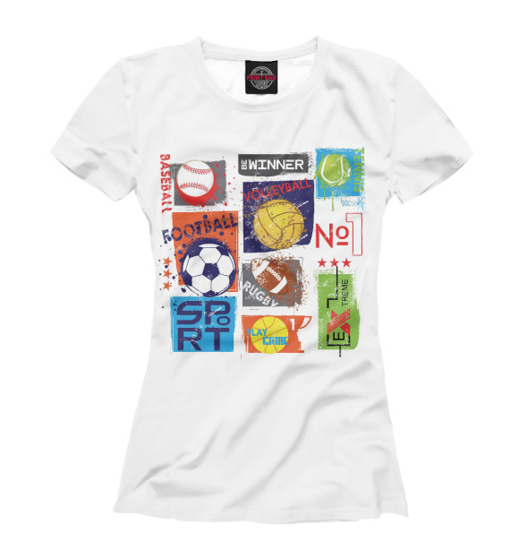 Женская футболка с изображением Sport цвета Белый
