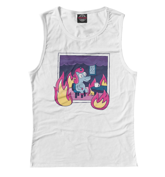 Майка для девочки с изображением I'm fine unicorn цвета Белый