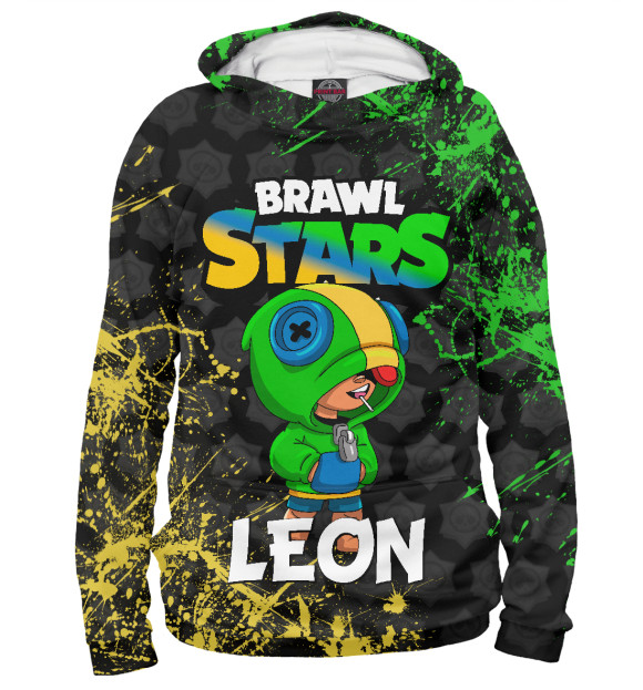 Мужское худи с изображением Brawl Stars Leon цвета Белый