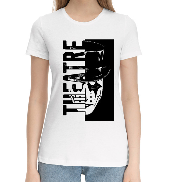 Женская хлопковая футболка с изображением Театрал цвета Белый