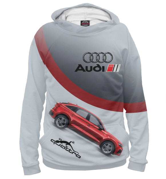 Мужское худи с изображением Audi цвета Белый