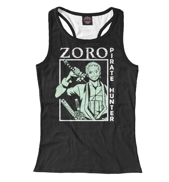 Женская майка-борцовка с изображением Зоро Ван пис цвета Белый