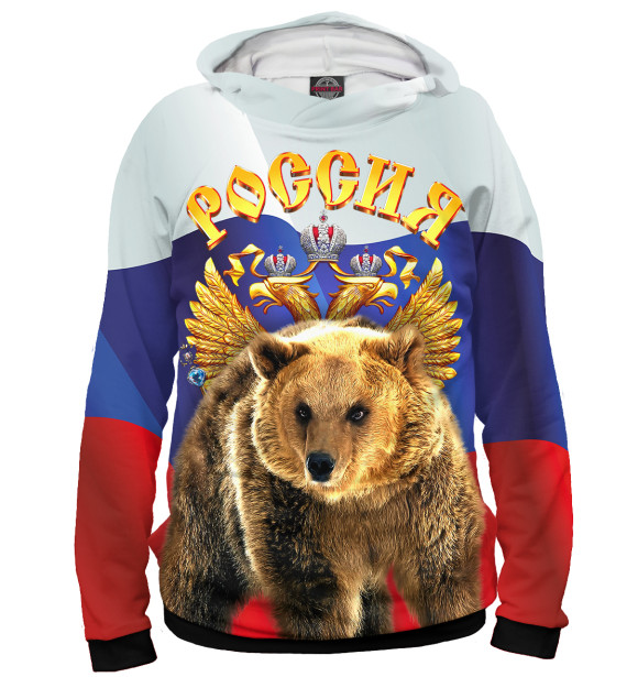 Женское худи с изображением Россия цвета Белый