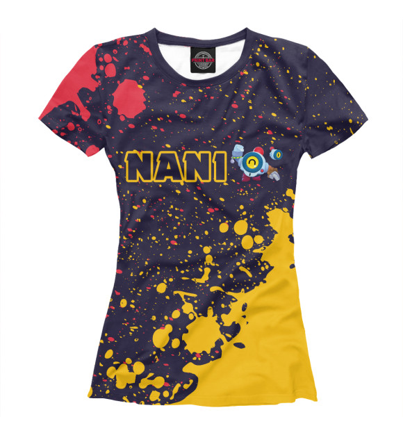 Женская футболка с изображением Brawl Stars Nani (Бравл Старс) цвета Белый