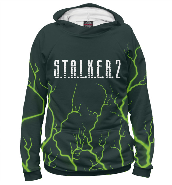 Мужское худи с изображением Stalker 2 / Сталкер 2 цвета Белый