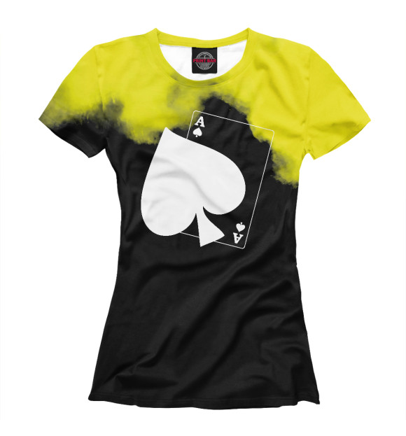 Женская футболка с изображением 3D Ace Of Spade цвета Белый