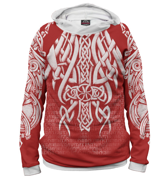 Мужское худи с изображением Руны цвета Белый