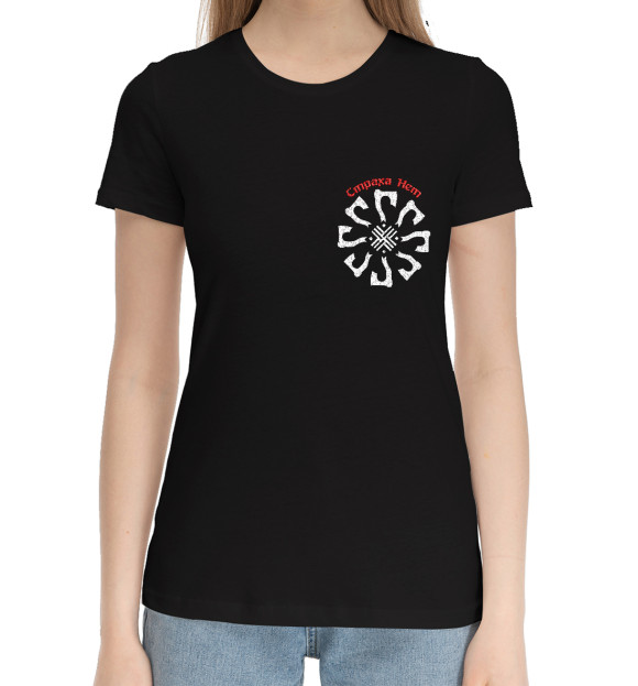 Женская хлопковая футболка с изображением Валькирия и топоры цвета Черный