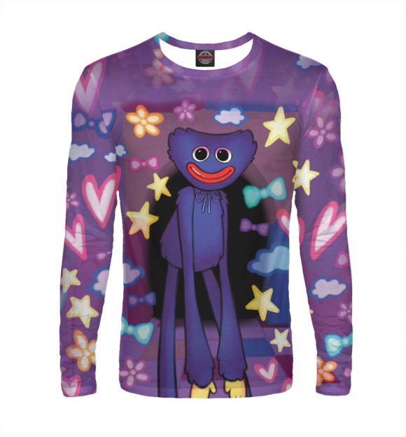 Мужской лонгслив с изображением Хагги Вагги милота цвета Белый