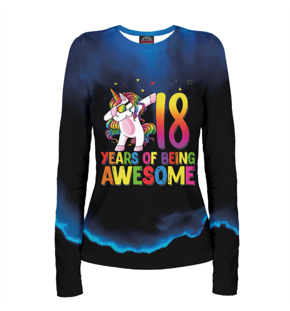 Женский лонгслив с изображением 18 Years Old Birthday Unico цвета Белый