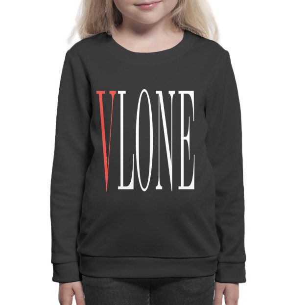 Свитшот для девочек с изображением VLONE Black цвета Белый