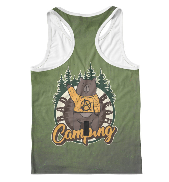 Мужская майка-борцовка с изображением Bad Bear Camping цвета Белый
