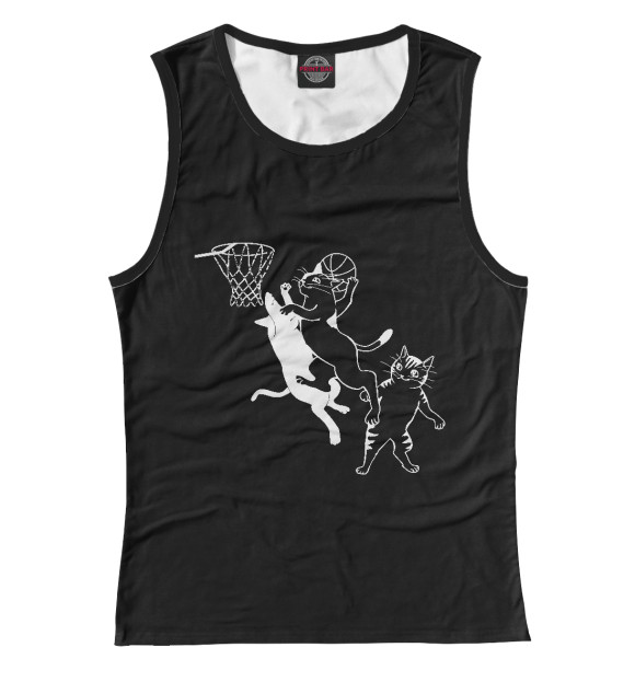 Майка для девочки с изображением Кошачий Баскетбол цвета Белый