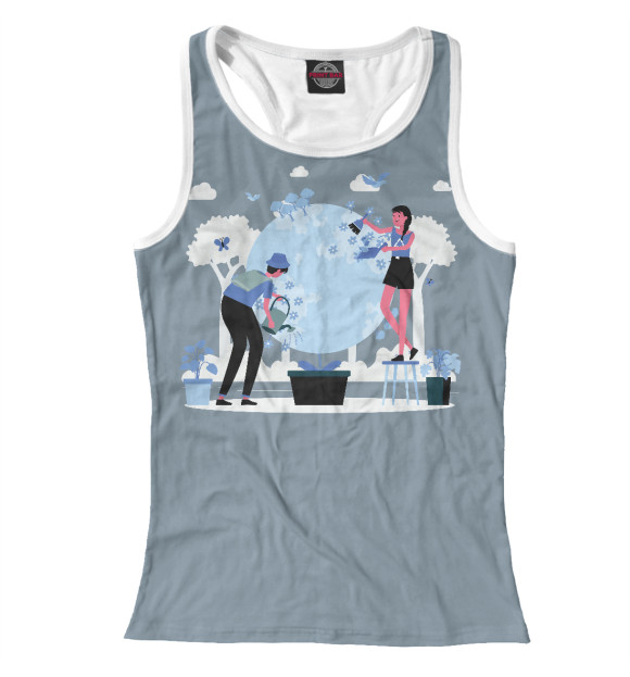 Женская майка-борцовка с изображением Растеневоды цвета Белый