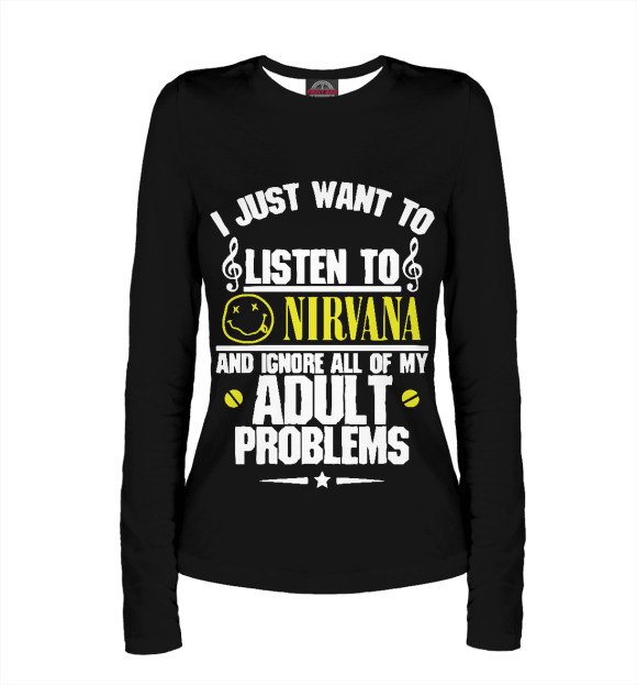 Женский лонгслив с изображением Nirvana цвета Белый