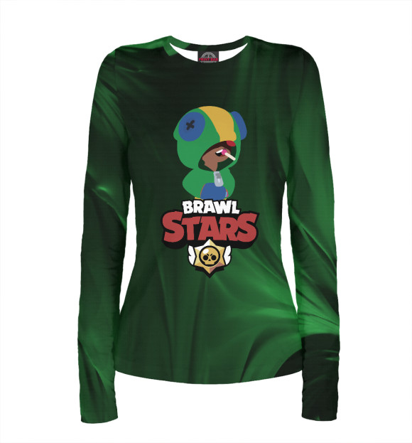 Женский лонгслив с притом Brawl Stars:Leon цвета Белый Женский лонгслив с изображением Brawl Stars:Leon цвета Белый