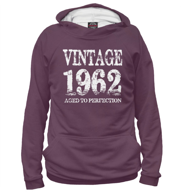 Мужское худи с изображением Vintage 1962 цвета Белый