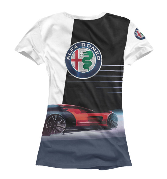 Женская футболка с изображением Alfa Romeo sketch цвета Белый