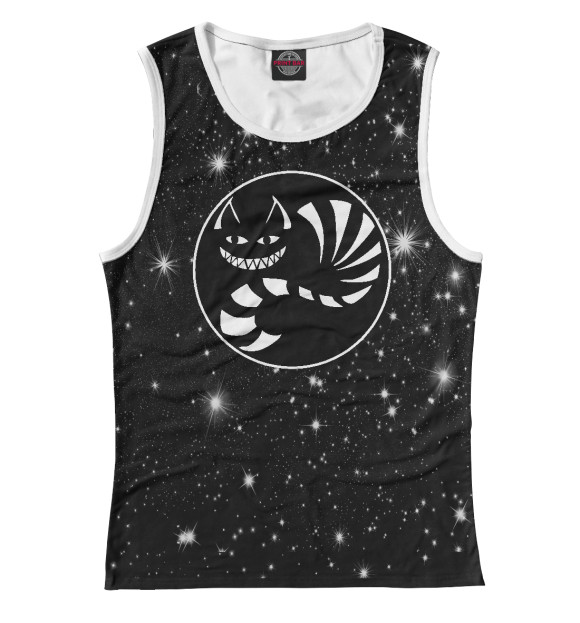 Женская майка с изображением Чеширский Кот Улыбка цвета Белый