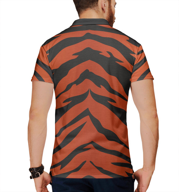 Мужское поло с изображением Тигр цвета Белый