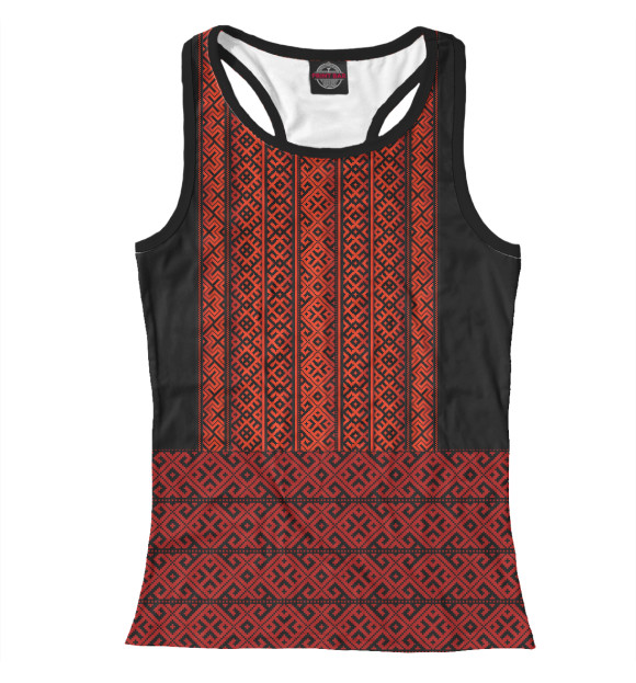 Женская майка-борцовка с изображением Славянские узоры цвета Белый