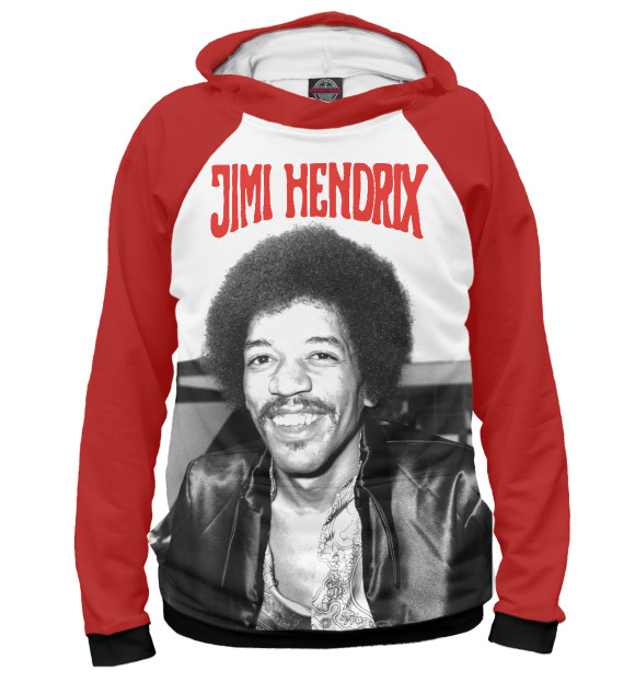 Женское худи с изображением Jimi hendrix цвета Белый