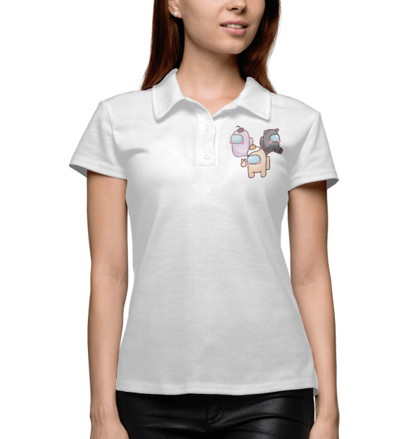 Женское поло с изображением Among Us цвета Белый