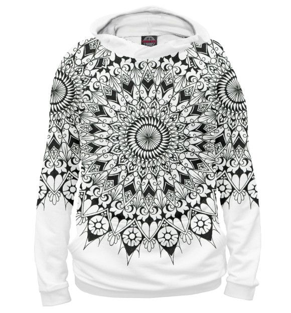 Женское худи с изображением Мандала цвета Белый