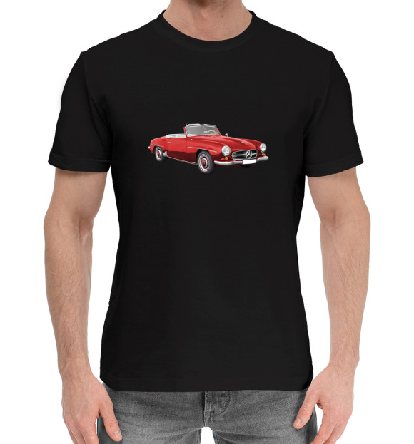 Мужская хлопковая футболка с изображением Mercedes Cabrio цвета Черный