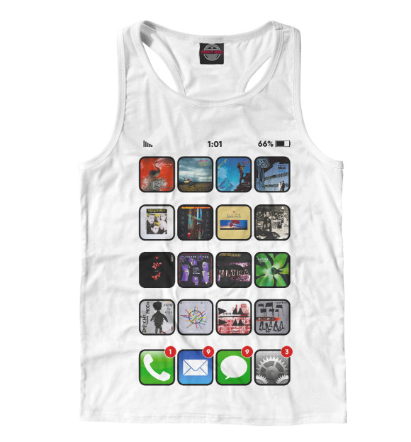 Мужская майка-борцовка с изображением Discography цвета Белый