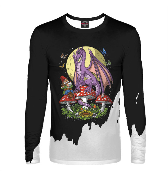 Мужской лонгслив с изображением Mushrooms Dragon цвета Белый