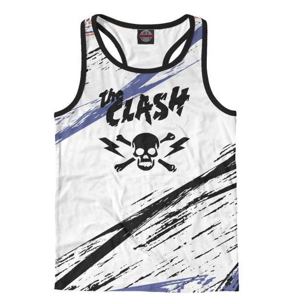 Мужская майка-борцовка с изображением The clash (полосы) цвета Белый