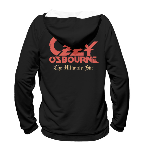 Женское худи с притом Ozzy Osbourne Ult Sin цвета Белый Женское худи с изображением Ozzy Osbourne Ult Sin цвета Белый
