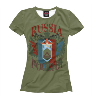 Женская футболка Символы России на оливковом хаки