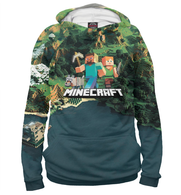 Мужское худи с изображением Minecraft цвета Белый