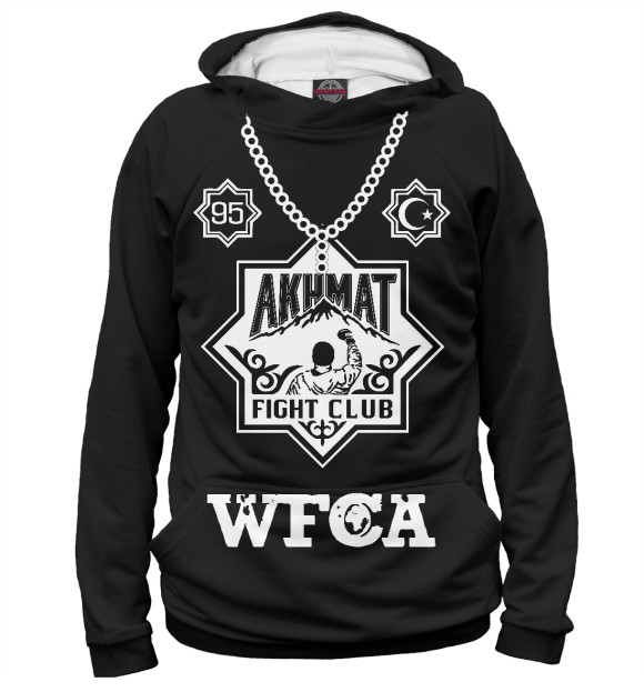 Женское худи с изображением Akhmat Fight Club цвета Белый