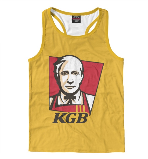 Мужская майка-борцовка с изображением Putin KGB цвета Белый