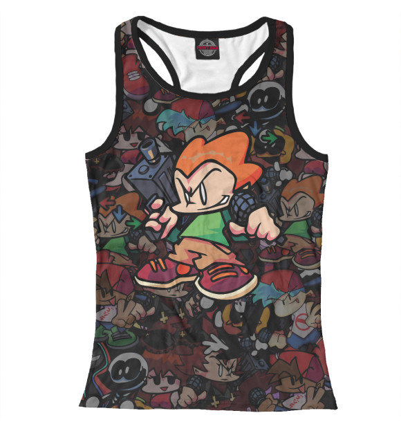 Женская майка-борцовка с изображением Friday Night Funkin Пико цвета Белый