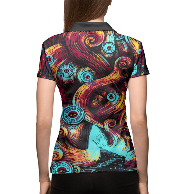 Женское поло с изображением Глаза в лесу цвета Белый