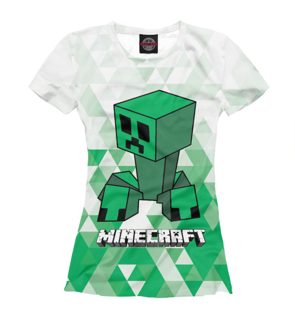 Футболка для девочек с изображением Minecraft Creeper Logo цвета Белый