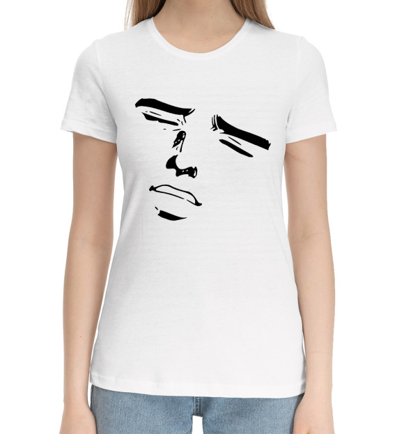 Женская хлопковая футболка с изображением Ahegao цвета Белый
