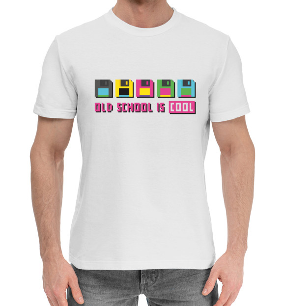 Мужская хлопковая футболка с изображением Old School цвета Белый