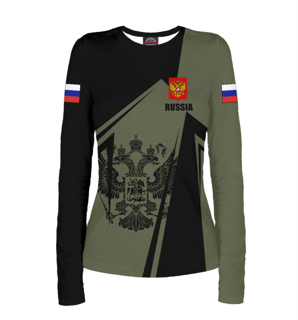 Женский лонгслив с изображением Россия - герб цвета Белый